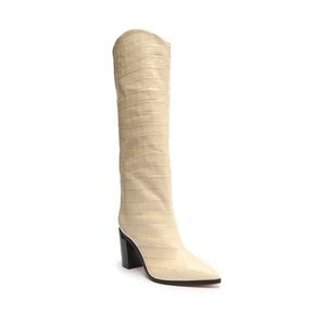 Maryana Block Crocodile-Embossed Leather Boot SCHUTZ